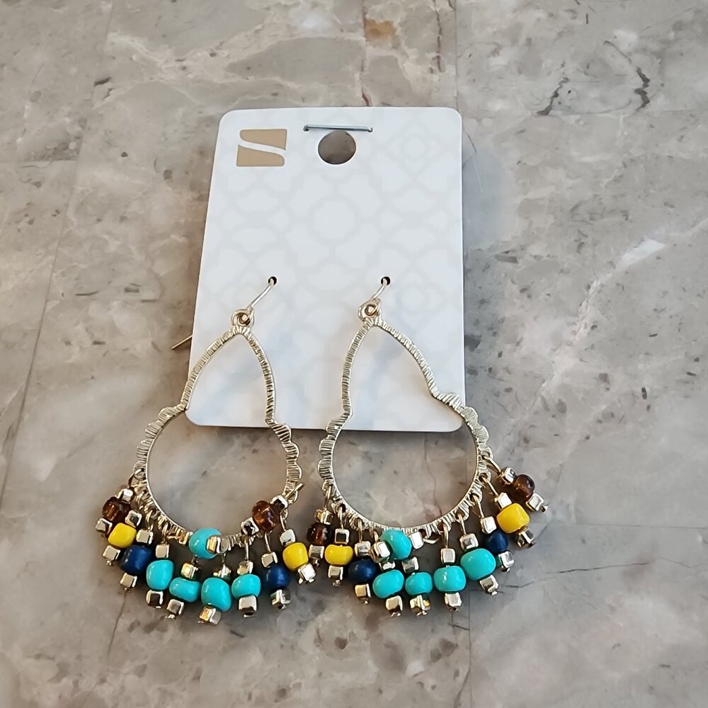 Stony Multi-Color Beaded Chandelier Earrings